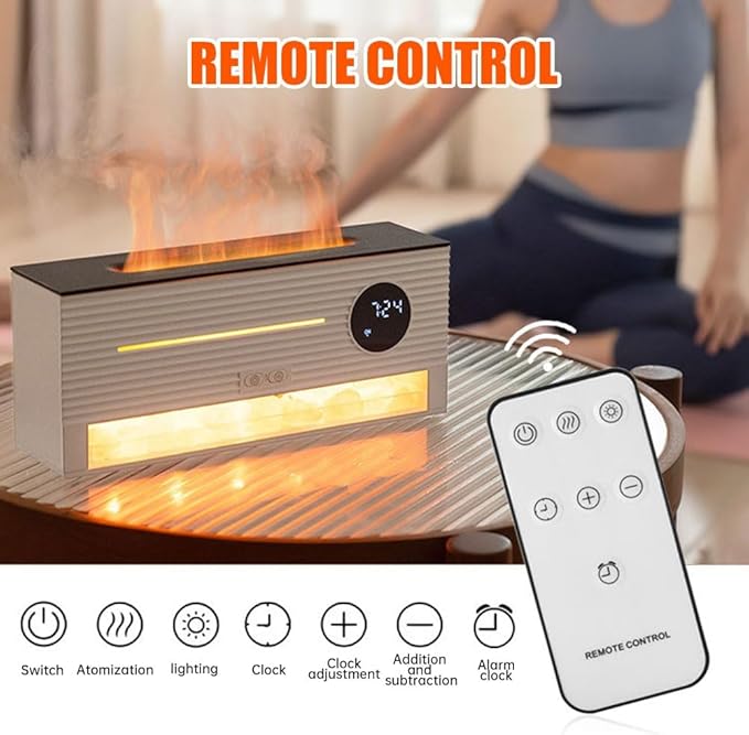 Aromaterápiás Diffúzor, 260ml, 3D Láng Hatás, Himalájai Só Kő, Időzítővel