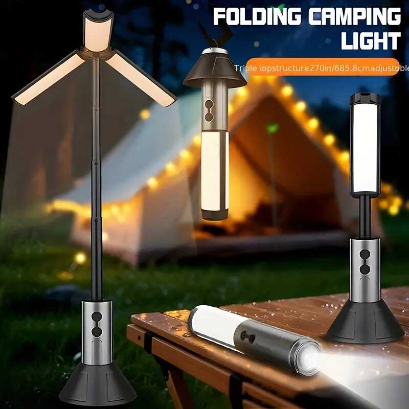 Szuper Fényes multifunkciós teleszkópos Kempinglámpa - Újratölthető, 54 LED-es, Állítható Fényű YD-2324