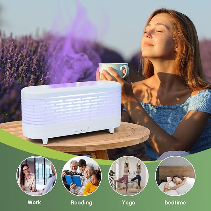 vHordozható Párásító, Fekete, Vulkán Alakú, 7 Színű LED Fény, Kompakt