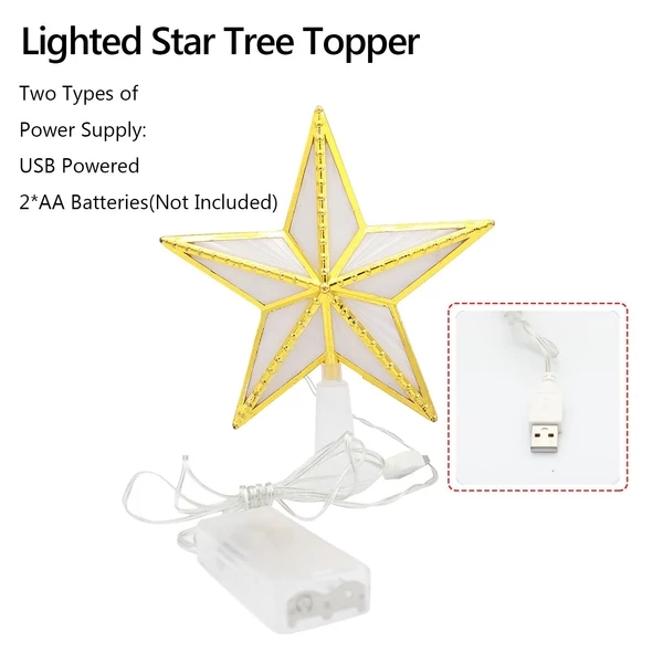 Csillogó Karácsonyfa Csúcsdísz LED Világítással