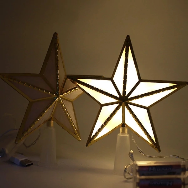 Csillogó Karácsonyfa Csúcsdísz LED Világítással