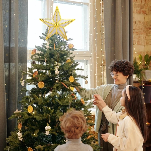 Csillogó Karácsonyfa Csúcsdísz LED Világítással