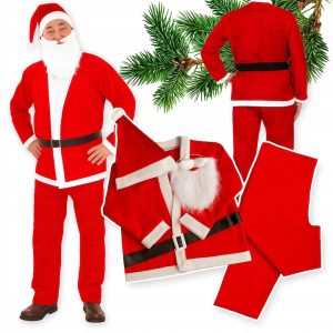 Mikulás jelmez, 5 darabos szett felnőtteknek univerzális méretben