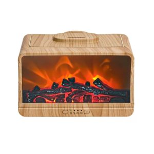 Sumker Aroma Diffúzor, 300ml, Kandalló Hatású Párásítás, Világos Fa Dekor