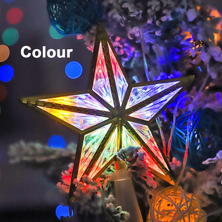 Csillogó Karácsonyfa Csúcsdísz LED Világítással