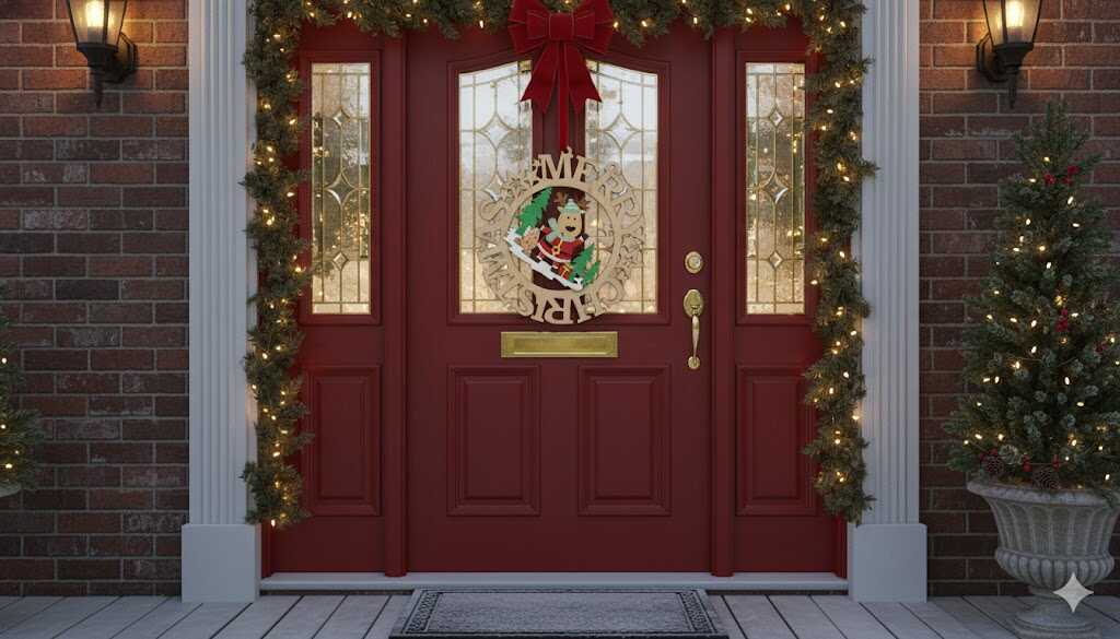 Merry Christmas felíratú felakasztható dísz/ ajtódísz