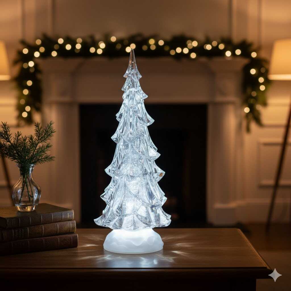 Jég szobor hatású karácsonyfa világító asztaldísz