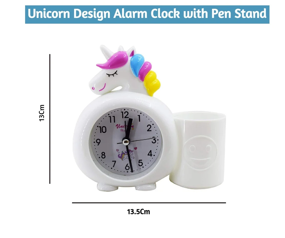 Unikornisos gyermek ébresztőóra tolltartóval fehér kivitelben Torch