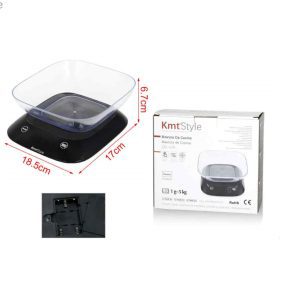 Digitális konyhai mérleg átlátszó mérőtállal 5kg / 1g (18.5x17cm) Kmt Style