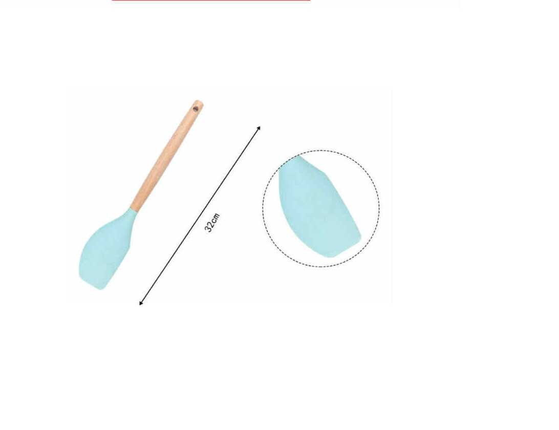 Fa nyelű szilikon konyhai spatula és kenőlapát 32cm Torch