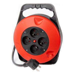 5 méteres Kompakt kábeldob hosszabbító 4 aljzattal 5 méter 3G1.5mm2 fehér Aigostar gyermekvédelemmel