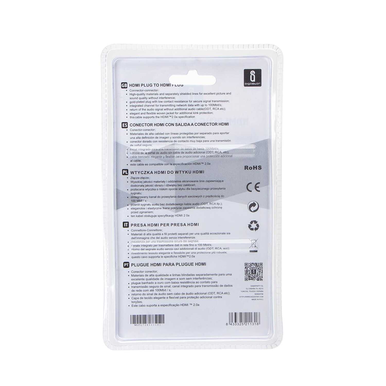 1 méteres HDMI kábel 90 fokos csatlakozóval Aigostar - Image 4