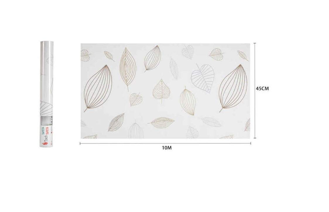 Arany-Barna Elegáns Levélmintás Öntapadós Tapéta 45cm x 10m - Torch