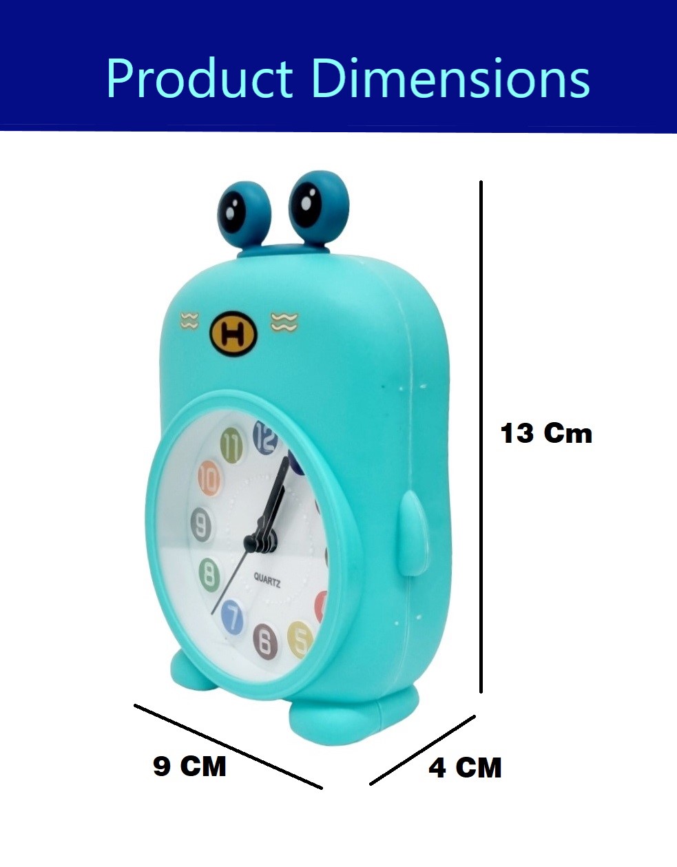 Béka formájú gyermek ébresztőóra színes számokkal türkiz kivitelben Torch