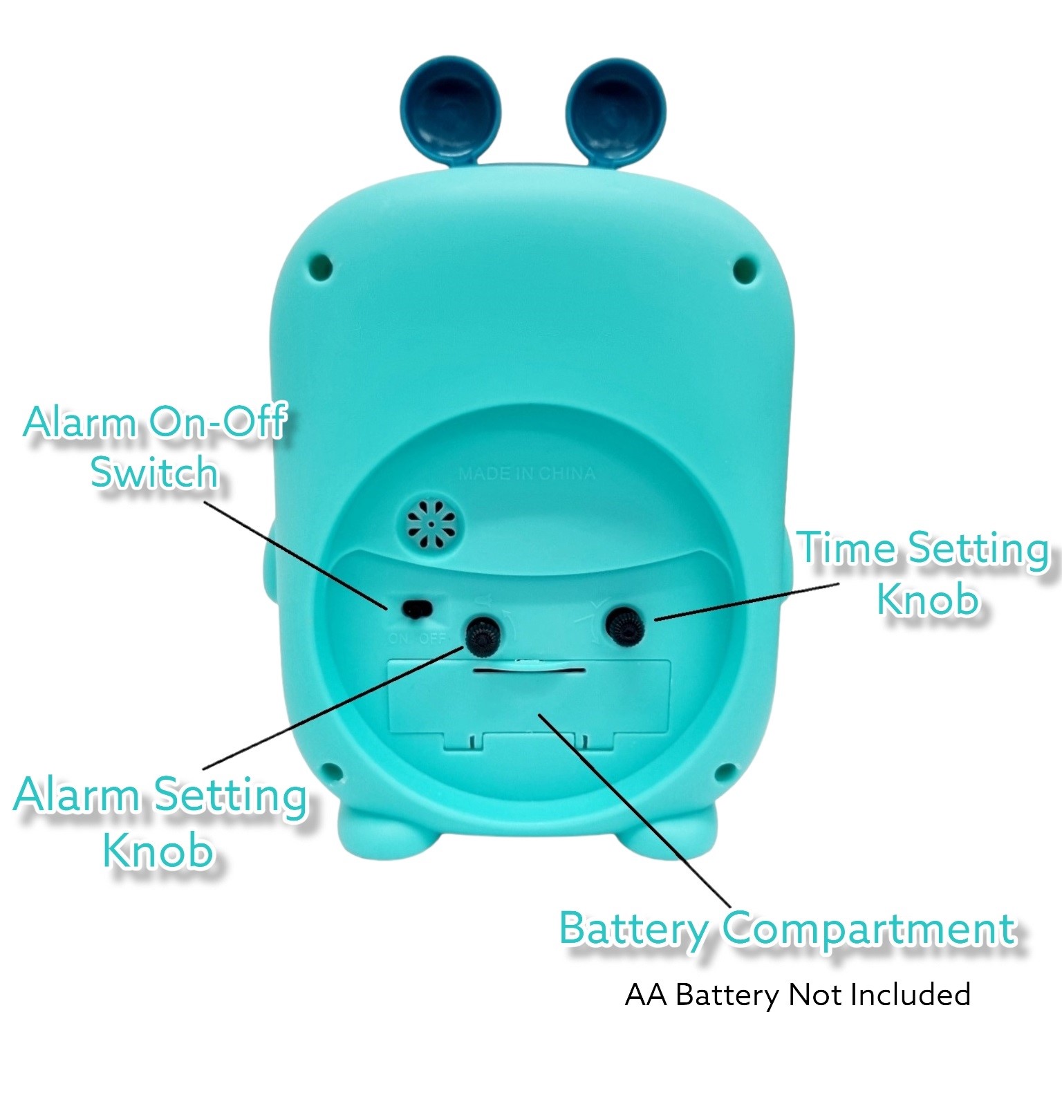 Béka formájú gyermek ébresztőóra színes számokkal türkiz kivitelben Torch