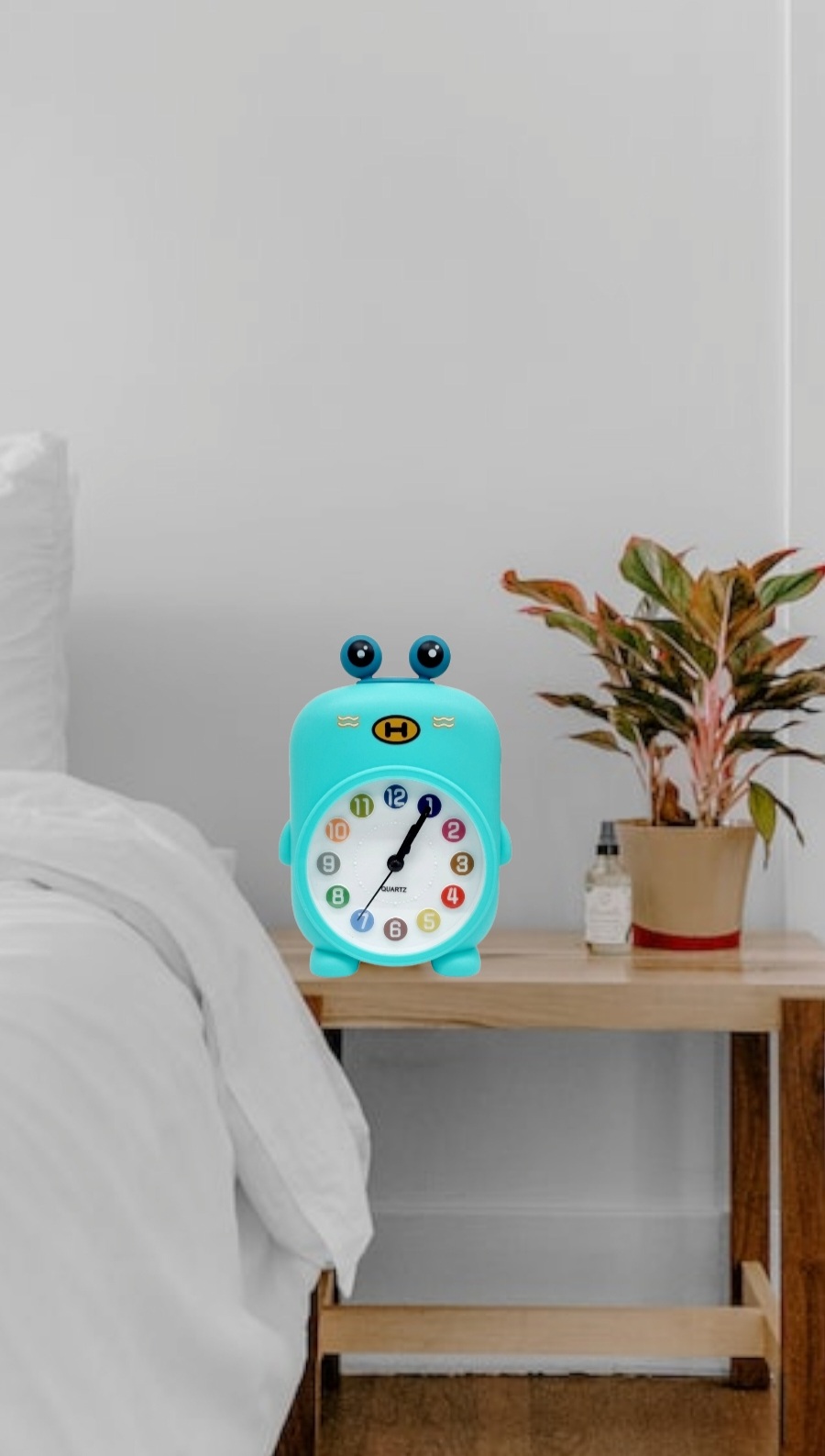 Béka formájú gyermek ébresztőóra színes számokkal türkiz kivitelben Torch