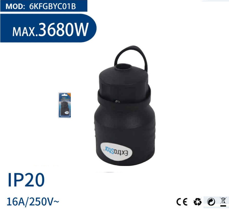 Szerelhető hálózati lengő aljzat Húzófüles 16A 250V 3680W IP20 beltéri fekete Extra Star - Image 4