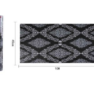 Klasszikus Fekete-Szürke Ornamentikus Öntapadós Tapéta 45cm x 10m - Torch