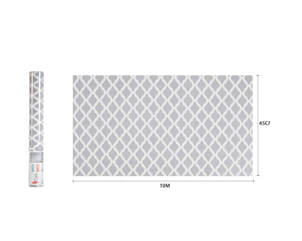 Geometriai Rácsmintás Szürke-Fehér Öntapadós Tapéta 45cm x 10m - Torch