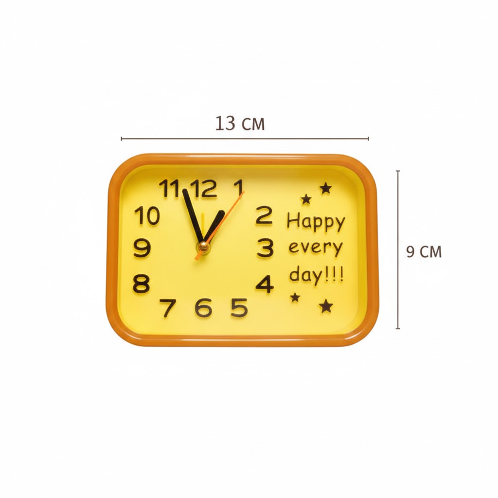 Happy every day feliratos téglalap alakú ébresztőóra sárga kivitelben Torch