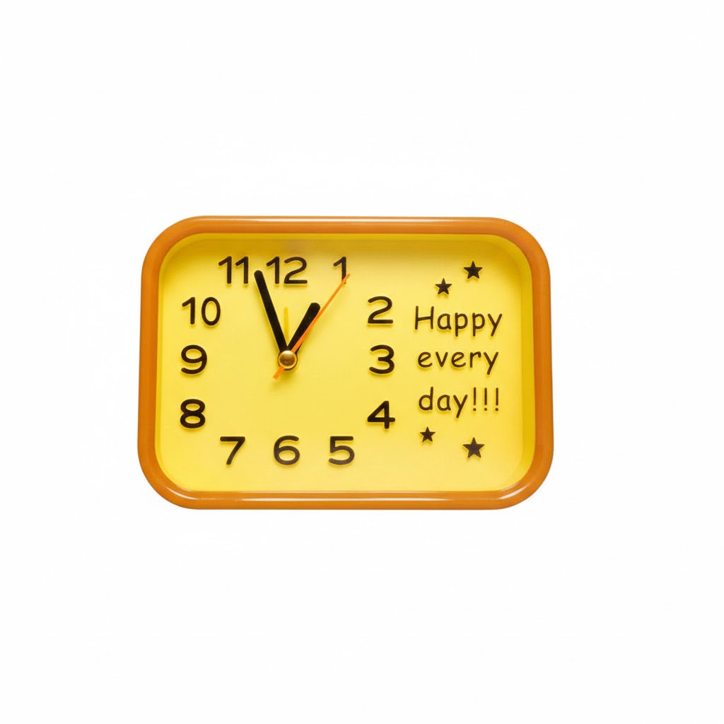 Happy every day feliratos téglalap alakú ébresztőóra sárga kivitelben Torch