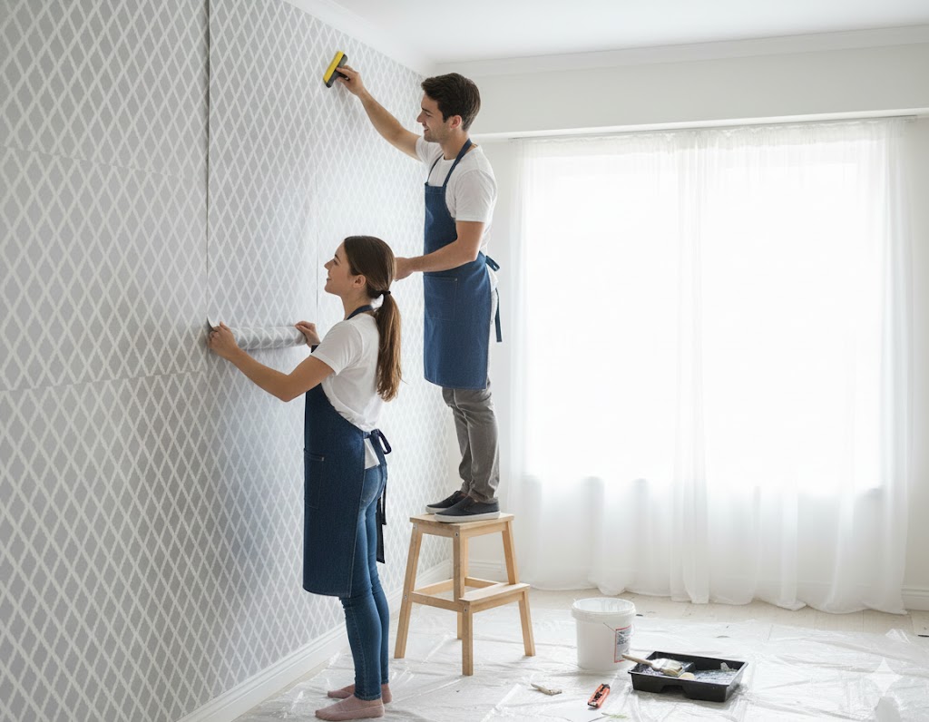 Geometriai Rácsmintás Szürke-Fehér Öntapadós Tapéta 45cm x 10m - Torch