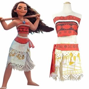 Gyerek Moana Vaiana jelmez szett – két részes, piros felső és színes szoknya