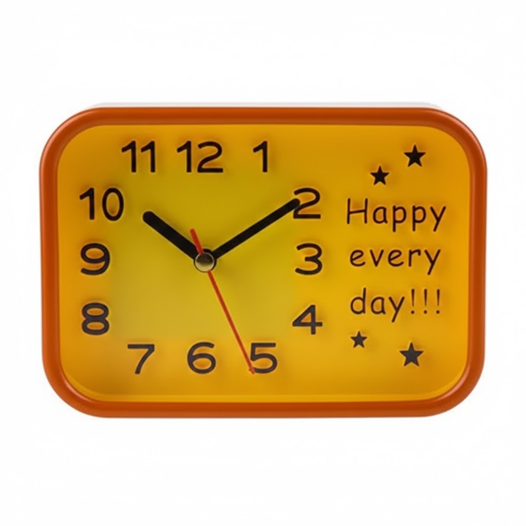 Happy every day feliratos téglalap alakú ébresztőóra sárga kivitelben Torch