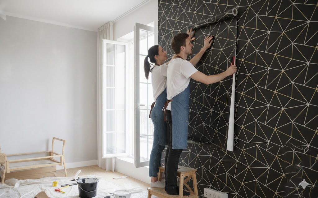 Luxus Arany-Fekete Geometriai Mintás Öntapadós Tapéta 45cm x 10m - Torch