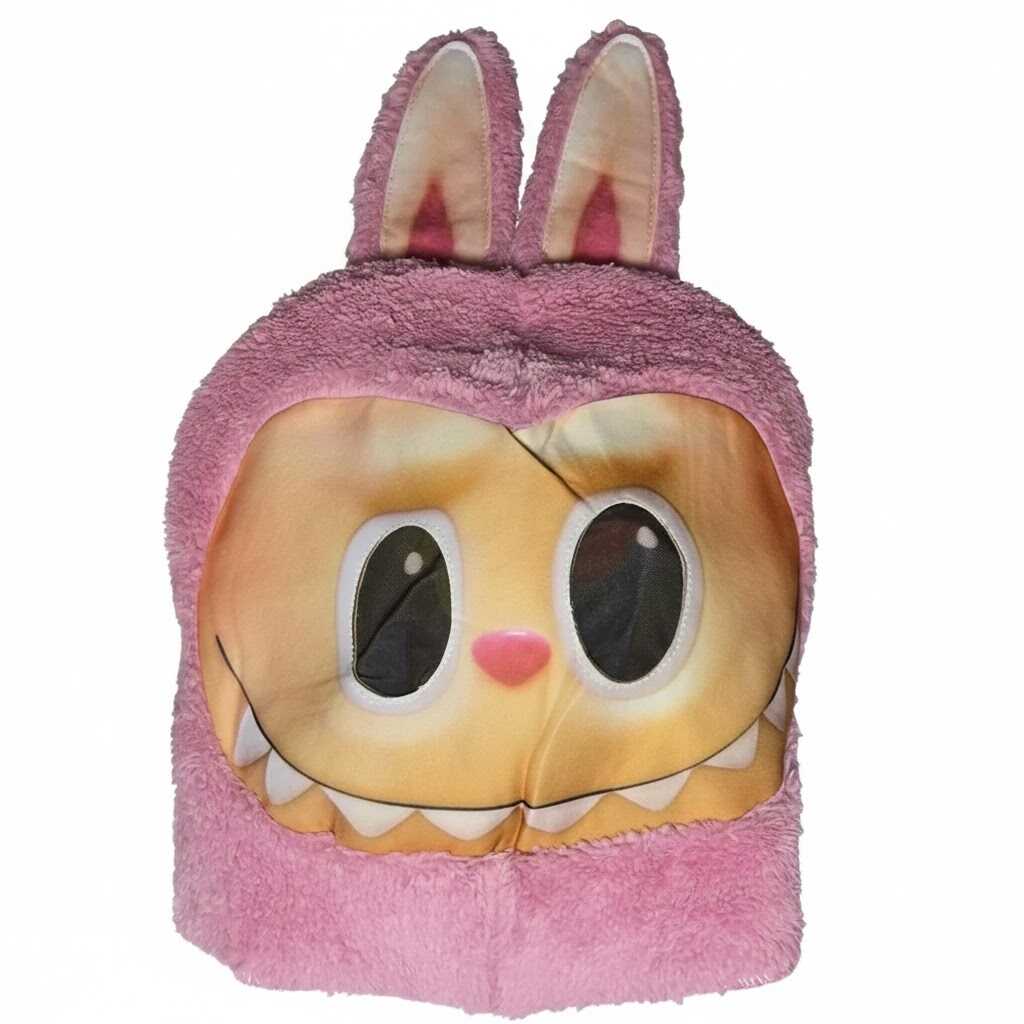 Labubu ihlette plüss jelmez maszkos rózsaszín – gyerek)