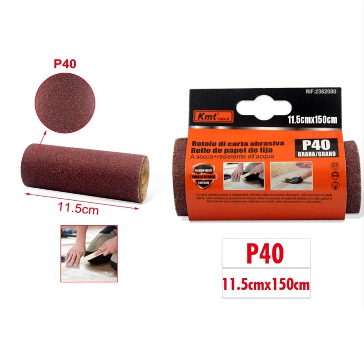 Csiszolópapír tekercs 11,5 cm x 150 cm, P40 szemcsézet, száraz és nedves csiszoláshoz - Kmt Tools - Image 3