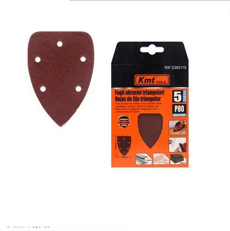 Delta csiszolópapír készlet 100x140 mm, P80 szemcsézet, 5 lyukas kivitel, 5 db/csomag - Kmt Tools