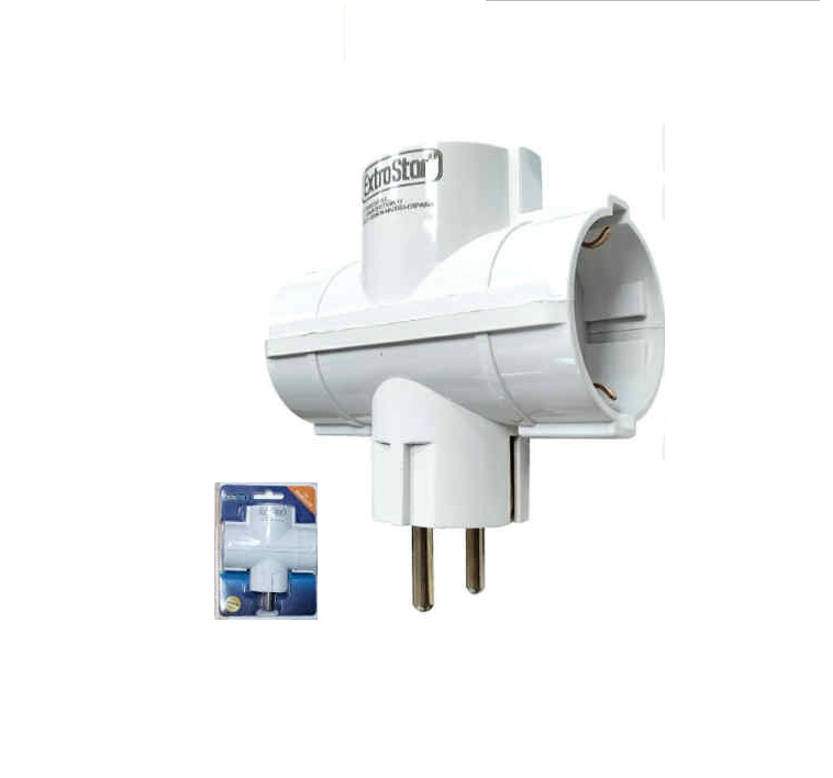 Hármas Hálózati T Elosztó Fehér (1-ből 3) 16A 250V 3680W IP20 beltéri fehér Extra Star - Image 3