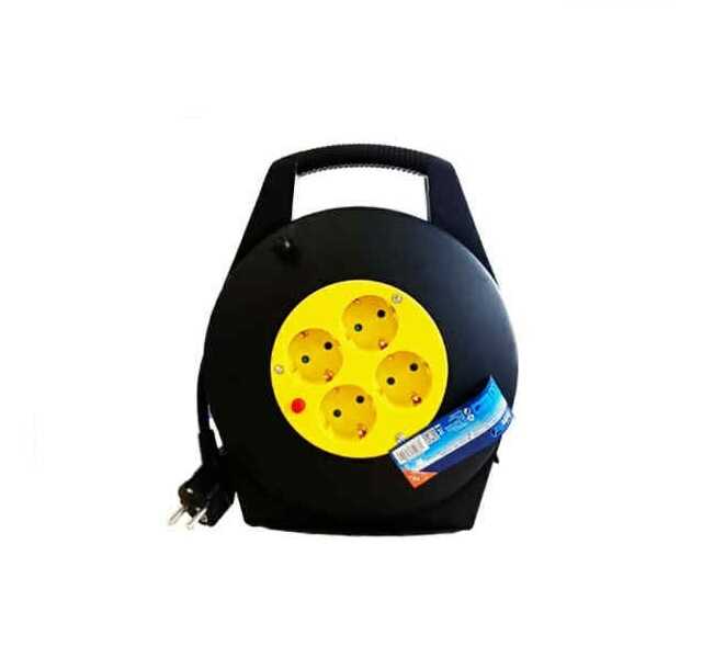 10 méteres kábeldob Hosszabbító 3G1.5 mm 4-es Hálózati elosztóval IP20 beltéri fekete/sárga Extra Star