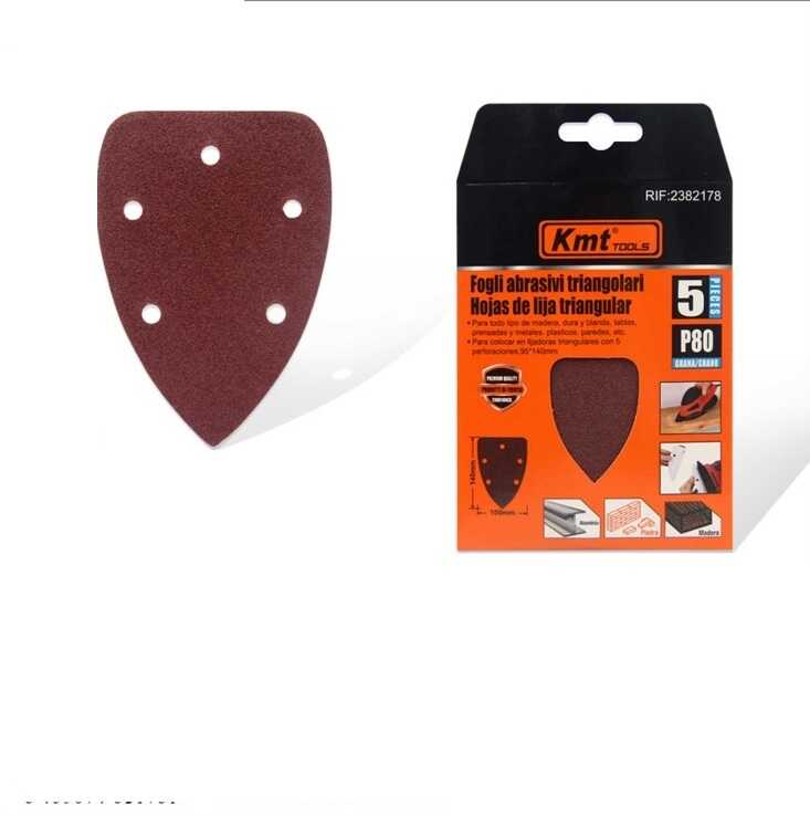 Delta csiszolópapír készlet 100x140 mm, P80 szemcsézet, 5 lyukas kivitel, 5 db/csomag - Kmt Tools - Image 3