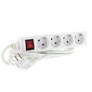 3 Méteres Négyes Elosztó Hosszabbító Kapcsolóval 3G1.5mm² Fehér gyermekvédelemmel 16A 3680W