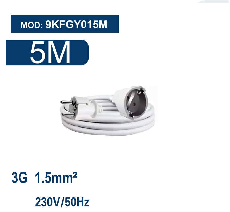 5 méteres lengő hosszabbító kábel 3G hálózati1.5mm2 16A 230V/50Hz fehér Extra Star - Image 2