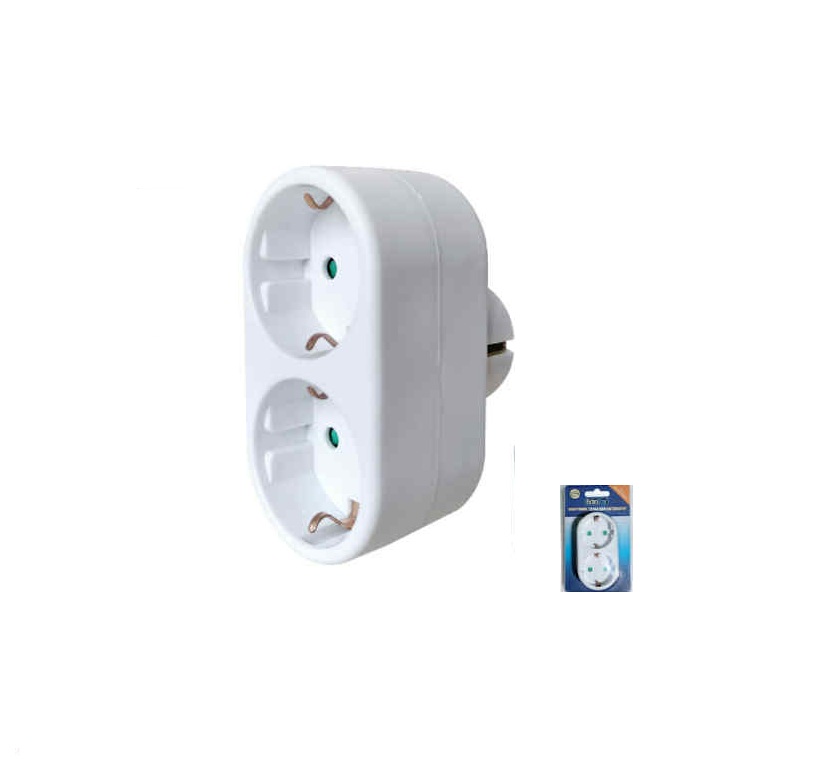 Kettes hálózati elosztó adapter (1-ből 2) 16A 250V 3680W IP20 beltéri fehér Extra Star - Image 3