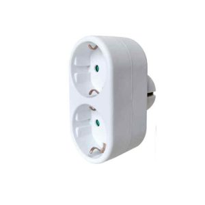 Kettes hálózati elosztó adapter (1-ből 2) 16A 250V 3680W IP20 beltéri fehér Extra Star