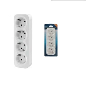 Négyes falon kívüli hálózati aljzat elosztó 16A 250V IP20 beltéri fehér Extra Star