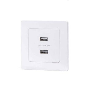 Dupla USB fali töltőaljzat sülyesztett 5V 2.1A fehér Aigostar